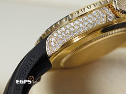 ROLEX 勞力士 Yacht-Master 42 蠔式 遊艇名仕型 226658&nbsp;<font color="#f5e429">精鑲226668TBR 後加大梯鑽石外圈、錶耳、錶側、折疊扣、客製化滿天星面盤</font>&nbsp;18K黃金材質<font color="#ff0000">&nbsp;2022年保卡</font>&nbsp;自動上鍊 42mm