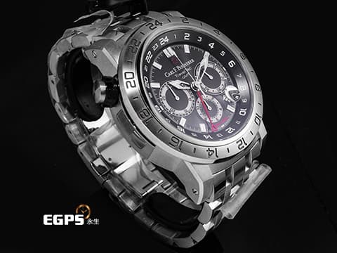 Carl F. Bucherer 寶齊萊 Patravi ChronoGrade 柏拉維 00.10633.08.33.01 三地時間顯示 GMT 不鏽鋼材質 黑色面盤、原廠橡膠錶帶&nbsp;台灣公司貨 錶友蒐藏未使用品 保有部分原廠膠膜&nbsp;自動上鍊 46.6mm