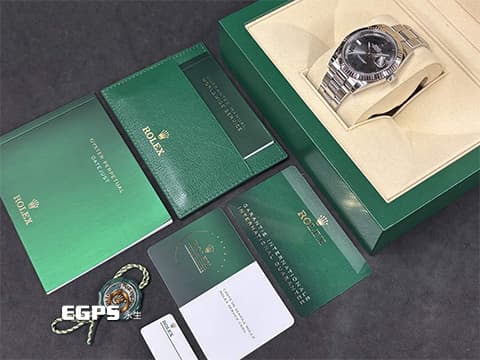 ROLEX 勞力士 Datejust 41 蠔式日誌型 126334 石板灰色面盤搭配綠羅馬時標 溫布頓 不鏽鋼 DJ41 經典三角坑紋錶圈 2022年保卡 蠔式（Oyster）三節錶帶 已回原廠保養，延長保固到2028年 自動上鍊 41mm