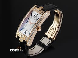 Harry Winston 海瑞溫斯頓  Avenue Aurora 330LQR 18K玫瑰金材質 <font color="#05f0f0">原廠鑲嵌鑽石錶圈 銀白色珍珠貝母面盤</font><font color="#FF0000">&nbsp;</font>石英機芯 39x19mm