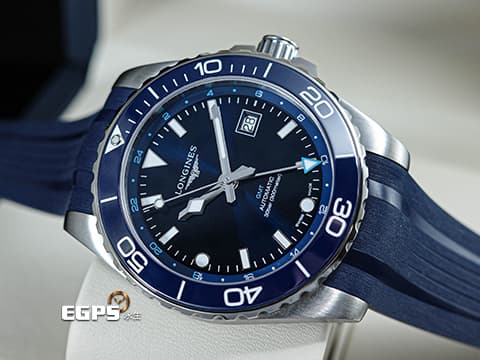LONGINES 浪琴 HydroConquest GMT 康卡斯 深海征服者 L38904969 兩地時間 浪鬼 藍色陶瓷外圈 藍色面盤 藍水鬼 不鏽鋼 橡膠錶帶&nbsp;2026年保單 潛水錶 自動上鍊 43mm