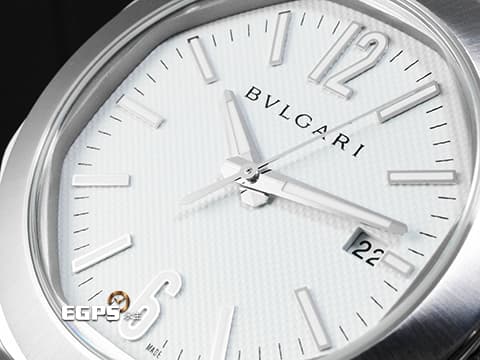 BVLGARI 寶格麗 Octo Roma 103738 不鏽鋼材質 巴黎釘紋白色錶盤 快拆功能錶帶 自由切換鏈帶、膠帶風格搭配&nbsp;2025年保卡&nbsp;自動上鍊 41mm