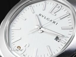 BVLGARI 寶格麗 Octo Roma 103738 不鏽鋼材質 <font color="#e0fdff">巴黎釘紋白色錶盤 快拆功能錶帶 自由切換鏈帶、膠帶風格搭配</font><font color="#FF0000">&nbsp;2025年保卡</font>&nbsp;自動上鍊 41mm