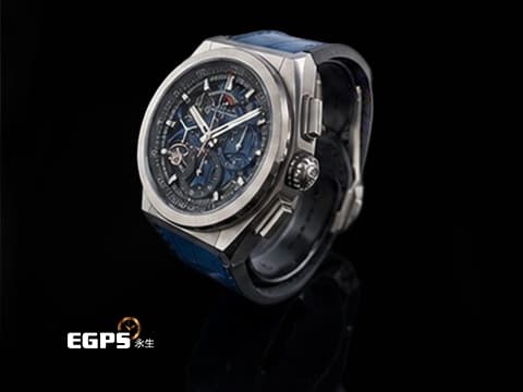 ZENITH 真力時 DEFY El Primero 21 1/100秒計時碼錶 95.9002.9004/78.R584 藍色鏤空面盤 鈦金屬材質&nbsp;自動上鍊 44mm