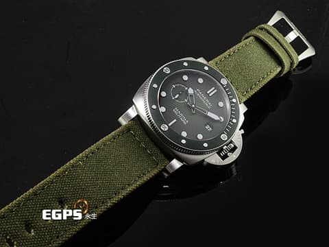 PANERAI 沛納海&nbsp;Submersible Marina Militare PAM01697 PAM1697 不鏽鋼材質 啞光綠色陶瓷單向旋轉錶圈 向義大利海軍航空隊致敬&nbsp;三日鍊 小秒針&nbsp;2026年保卡 自動上鍊  44mm