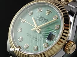 ROLEX 勞力士 Lady Date-Just 279173 DJ28 不鏽鋼&amp;18K黃金半金材質 <font color="#a4f9e4">稀少&nbsp;條紋薄荷綠色面盤</font>&nbsp;<font color="#FF0000">2021年保卡</font> 自動上鍊 28mm