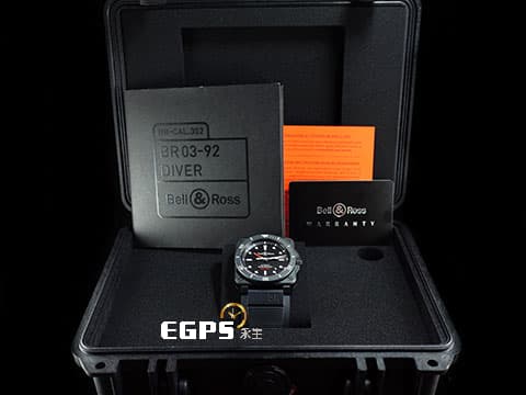 Bell &amp; Ross 柏萊士 Instruments系列 BR-03 DIVER Matte Black&nbsp;橘色時針 BR0392-D-BL-CE/SRB 黑陶瓷錶殼 BR 03-92-DIV-C 大三針&nbsp;2025年保卡 潛水錶 自動上鍊 42mm