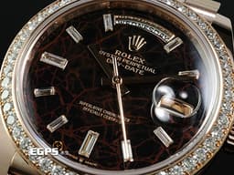 ROLEX 勞力士 Day-Date 40 蠔式 星期日曆型 228345 永恆玫瑰金 228345RBR <font color=#ffcaa9>稀有赤鐵石英面盤【熔岩巧克力】</font> <font color=#70cce1>原廠鑲嵌梯鑽時標、鑽石錶圈</font> <font color=#FF0000>2021年新式保卡</font> 自動上鍊 40mm
