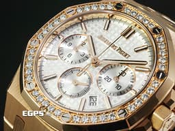 Audemars Piguet 愛彼 AP錶 Royal Oak&nbsp;<span style="font-size: 10pt;">Selfwinding 皇家橡樹 26715OR.ZZ.1356OR.01 18K玫瑰金材質 </span><font color="#f9e6b4" style="font-size: 10pt;">原廠鑲嵌40鑽石錶圈（約0.92克拉）鐫刻「Grande Tapisserie」大型格紋裝飾圖案銀色錶面</font><span style="font-size: 10pt;">&nbsp;</span><font color="#ff0000" style="font-size: 10pt;">2024年保卡</font><span style="font-size: 10pt;">&nbsp;自動上鍊 38mm</span>