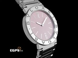 BVLGARI 寶格麗 Bulgari Lady系列 103711 不鏽鋼材質&nbsp;<font color="#fdc4dd">粉紅色面盤 鑲嵌粉色尖晶石錶冠</font>&nbsp;<font color="#ff0000">2026年保卡</font>&nbsp;石英機芯 33mm