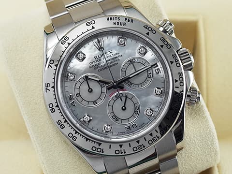 ROELX 勞力士 Cosmograph Daytona 宇宙計時型 迪通拿 116509 原廠鑽石時標&nbsp;珍珠貝母鑲鑽面盤&nbsp;計時碼表 18K白金材質 賽車錶 自動上鍊 40mm