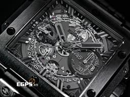 HUBLOT 宇舶 Square Bang Unico<font color="#616161">「ALL BLACK」限量版</font> 黑陶瓷 821.CX.0140.RX 方形 飛返 計時碼表 鏤空面盤 <font color="#FF0000">2022保單 限量250顆</font> 自動上鍊 42mm