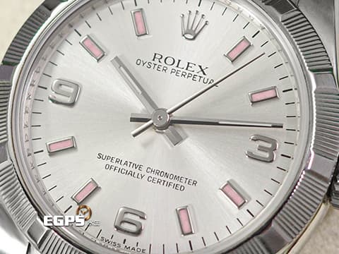 ROLEX 勞力士 Oyster Perpetual 31 蠔式恆動型 177210 粉紅色夜光時標&nbsp;OP31 不鏽鋼 大三針 特殊坑紋外圈&nbsp;台灣公司貨 自動腕錶 31mm