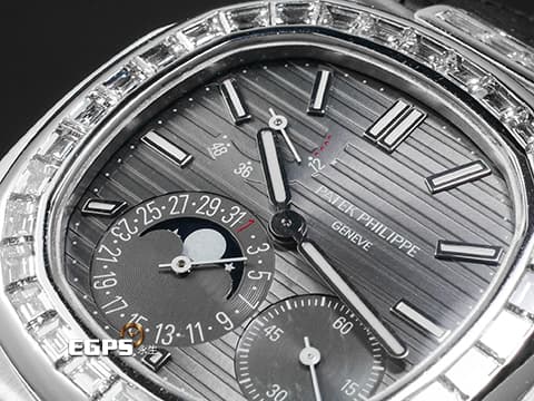 Patek philippe 百達翡麗 PP Nautilus 金鷹 鸚鵡螺 5712G 18K白金 灰色漸層面盤 精鑲鑽石錶圈、錶爾 2015年保單&nbsp;自動上鏈 43x38mm