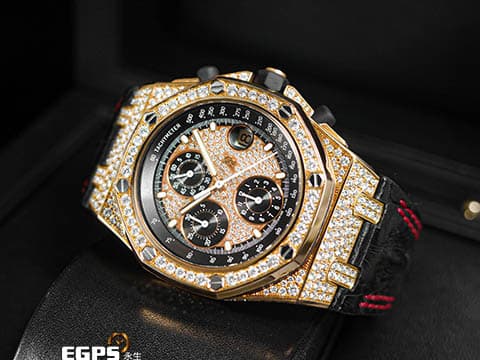 Audemars Piguet 愛彼 AP錶 Royal Oak Offshore 皇家橡樹 離岸型 26067OR.ZZ.D002CR.01&nbsp;原廠鑲嵌341顆頂級天然美鑽於錶圈、錶殼、錶側、滿天星面盤，共重約5.86克拉 計時碼表 玫瑰金 26067 OR 自動上鍊 42mm