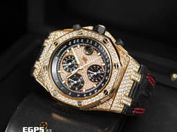 Audemars Piguet 愛彼 AP錶 Royal Oak Offshore 皇家橡樹 離岸型 26067OR.ZZ.D002CR.01&nbsp;<font color="#ff0000">原廠鑲嵌341顆頂級天然美鑽於錶圈、錶殼、錶側、滿天星面盤，共重約5.86克拉</font> 計時碼表 玫瑰金 26067 OR 自動上鍊 42mm