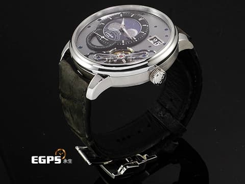 GLASHUTTE ORIGINAL 格拉蘇蒂 Pano PanoMaticLunar 1-91-04-01-03-62 950鉑金材質 偏心月相 德式經典大日期窗 鍍黑色銠飾紋飾紋鏤空面盤 雙鵝頸  2025保單 限量200支&nbsp; 自動上鍊 42mm