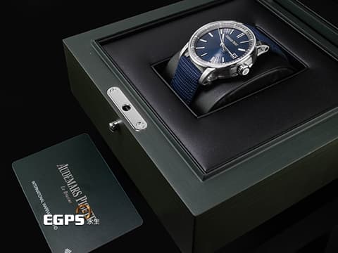 Audemars Piguet 愛彼 AP錶 CODE 11.59系列 15210ST.OO.A348KB.01 藍色同心圓漣漪紋飾面盤&nbsp;大三針 不鏽鋼材質 2025年保卡&nbsp;自動上鍊 41mm