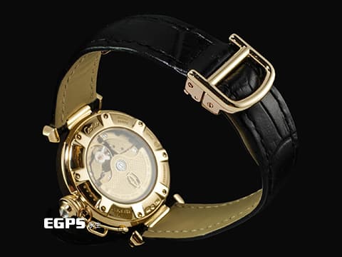 CARTIER 卡地亞 PASHA DE CARTIER 帕夏 2519 大型款 18K黃金材質&nbsp;原廠鑲嵌鑽石錶圈&nbsp;白色扭索面盤 極具辨識度的鑲嵌鑽石錶冠鎖設計&nbsp;自動上鏈 32mm