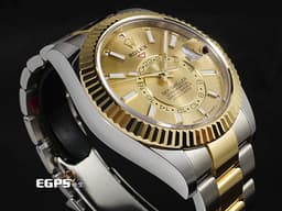 ROLEX 勞力士 Sky-Dweller 336933 蠔式 天行者 <font color="#f5dea8">18K黃金材質 半金款 最新9002機芯 皇帝金色面盤</font>&nbsp;兩地時間 年曆錶 沙羅系統 經典三角坑紋錶圈 <font color="#FF0000">2026年保卡</font>&nbsp;自動上鍊 42mm
