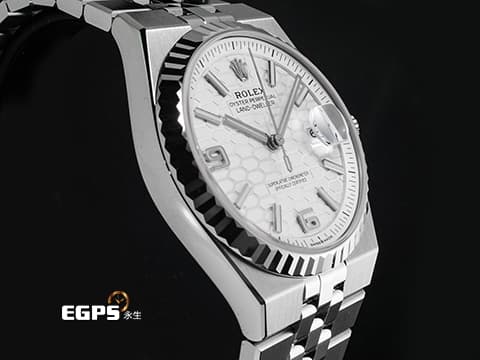 ROLEX 勞力士 Land-Dweller 127234 18K白金材質三角坑紋錶圈 2025年最新系列 陸行者 勞力士數一數二的透背錶款 醇白色蜂巢圖案錶面&nbsp;絲滑服貼的最新錶帶設計&nbsp;2026年保卡 纖薄紀念型（Flat Jubilee）錶帶&nbsp;自動上鍊 36mm