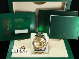 ROLEX 勞力士 Sky-Dweller 326933 天行者 18K黃金材質 半金款 <font color="#FFD700">皇帝金金色面盤</font> 兩地時區 沙羅系統 年曆錶 <font color="#FF0000">2020年新式保卡</font>&nbsp;自動上鍊 42mm