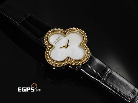 Van Cleef &amp; Arpels 梵克雅寶 Alhambra 系列&nbsp;VCARD22000 18K黃金材質 四葉幸運草&nbsp;白色珍珠貝母錶盤&nbsp;石英機芯 38mm