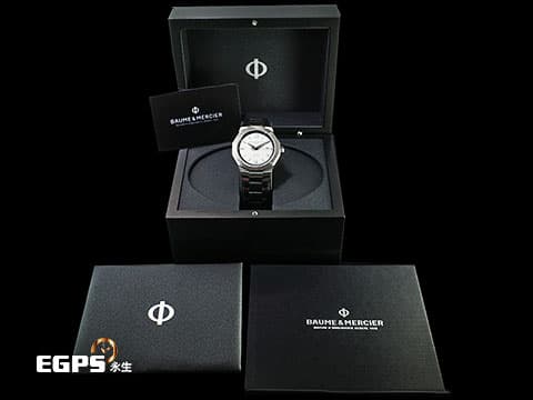 BAUME &amp; MERCIER 名士 Riviera M0A10829 Super-LumiNova 夜光塗層&nbsp;純白色波浪紋錶盤&nbsp;&nbsp;2025年保卡 快拆功能系統&nbsp;自動上鏈 42mm