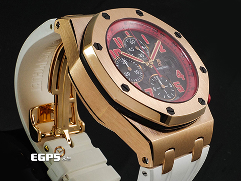 Audemars Piguet AP錶 愛彼 Royal Oak Offshore 皇家橡樹離岸型 計時碼錶 26299OR.OO.D001GA.01 18K玫瑰金材質 黑色“Mega Tapisserie”錶盤 馬庫斯標誌錶背 全球限量50枚 自動上鏈&nbsp;42mm