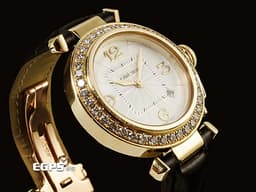 CARTIER 卡地亞 PASHA DE CARTIER 帕夏 2519 大型款 18K黃金材質&nbsp;<font color="#05f0f0">原廠鑲嵌鑽石錶圈</font>&nbsp;<font color="#0582f5">白色扭索面盤 極具辨識度的鑲嵌鑽石錶冠鎖設計</font>&nbsp;自動上鏈 32mm