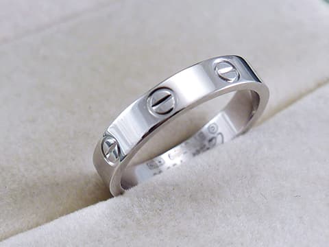 卡地亞 CARTIER LOVE 戒指 53號 約國際圍11號 18K白金款 名牌精品 精品戒指