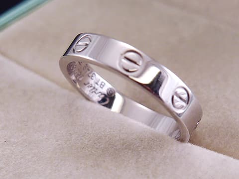 卡地亞 CARTIER LOVE 戒指 53號 約國際圍11號 18K白金款 名牌精品 精品戒指