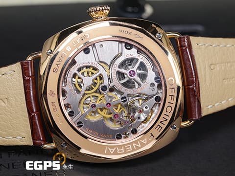 PANERAI 沛納海 Radiomir 8 Days GMT Oro Rosso&nbsp;PAM00395 深棕色三明治夜光面盤 菸草面&nbsp;玫瑰金 PAM395 八日鍊動能顯示 兩地時區 小秒針 日夜顯示 特製P.2002/10鏤空機芯，限量500只 典藏錶盒、限量證書&nbsp;手上鍊 45mm