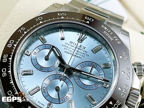 ROLEX 勞力士 DAYTONA 116506A 宇宙計時型 116506 A 迪通拿 鉑金 PT950 計時碼表 原廠鑽石時標 自動腕錶 冰藍色面盤 栗啡色陶瓷圈  冰藍面 木村拓哉&nbsp;停產款 2022年新式保卡&nbsp;一手錶未整理&nbsp;保有原廠膠膜 自動上鍊 40mm