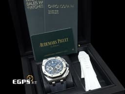 Audemars Piguet 愛彼 AP錶 Royal Oak Offshore 皇家橡樹 離岸型 計時碼錶 26480TI <font color="#05f0f0">鈦金屬材質 藍色大格紋面盤</font> <font color="#FF0000">2021保單 </font> 自動上鍊 42mm