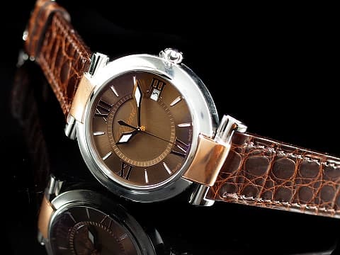 CHOPARD 蕭邦 拜占庭系列  Imperiale 388532-6011 皇家 不鏽鋼&amp;18K玫瑰金材質 半金款 巧克力色雕紋面盤 石英機芯 36mm