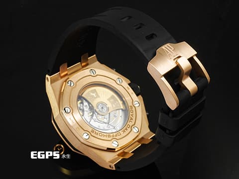 Audemars Piguet 愛彼 AP錶 Royal Oak Offshore 皇家橡樹離岸型 計時碼表 26470OR.00.A002CR.01 18K玫瑰金材質 小金貓&nbsp;2020年保單&nbsp;自動上鍊 42mm