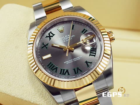 ROLEX 勞力士 DATEJUST 126333 蠔式日誌型 半金款 綠色羅馬數字時標 「網球之神」費德勒，溫布頓配戴款 2018年保卡&nbsp;自動上鍊 41mm