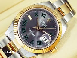 ROLEX 勞力士 DATEJUST 126333 蠔式日誌型 半金款 <font color="#83ee81">綠色羅馬數字時標 「網球之神」費德勒，溫布頓配戴款</font><font color="#FF0000"> 2018年保卡&nbsp;</font>自動上鍊 41mm