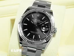 ROLEX 勞力士 Datejust 36 蠔式日誌型 126234 <font color=#4F4F4F>亮黑色面盤</font> 不鏽鋼 DJ36 經典三角坑紋錶圈 <font color=#FF0000>2024年保單 蠔式（Oyster）三節板帶</font> 自動上鍊 36mm