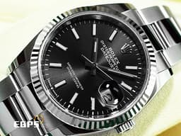 ROLEX 勞力士 Datejust 36 蠔式日誌型 126234 <font color=#4F4F4F>亮黑色面盤</font> 不鏽鋼 DJ36 經典三角坑紋錶圈 <font color=#FF0000>2024年保單 蠔式（Oyster）三節板帶</font> 自動上鍊 36mm