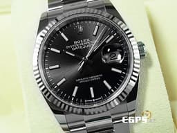 ROLEX 勞力士 Datejust 36 蠔式日誌型 126234 <font color="#4F4F4F">亮黑色面盤</font> 不鏽鋼 DJ36 經典三角坑紋錶圈 <font color="#FF0000">2024年保單 蠔式（Oyster）三節板帶</font> 自動上鍊 36mm