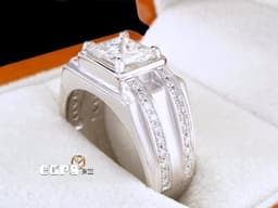 鑽戒 白K金 天然鑽石 方鑽 1.54CT 鑽戒 K金鑽戒 男戒