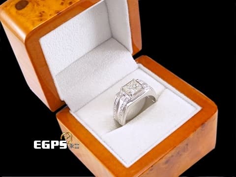 鑽戒 白K金 天然鑽石 方鑽 1.54CT 鑽戒 K金鑽戒 男戒