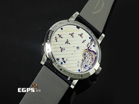 A. LANGE &amp; SÖHNE 朗格 Little Lange 1 Moon Phase 182.086 18K白金材質 深藍色砂金石面盤&nbsp;2024年保單&nbsp;手動上鏈 36.8mm