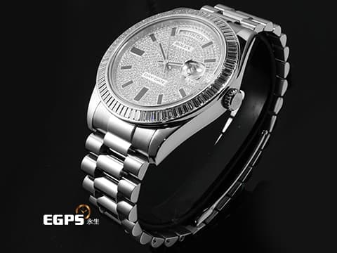 ROLEX 勞力士 DAY-DATE 218399BRIL-83219 18K白金材質 原廠鑲嵌滿天星鑽石面盤 原廠鑽石時標&nbsp;已回勞力士原廠保養，延長保固至2027年10月&nbsp;自動上鍊 41mm
