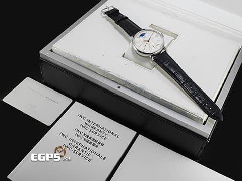 IWC 萬國 Portofino Moon Phase 柏濤菲諾 IW516401 不鏽鋼材質 八日鍊 月相顯示 動能顯示&nbsp;2017年保卡 台灣公司貨&nbsp;手上鍊 45mm