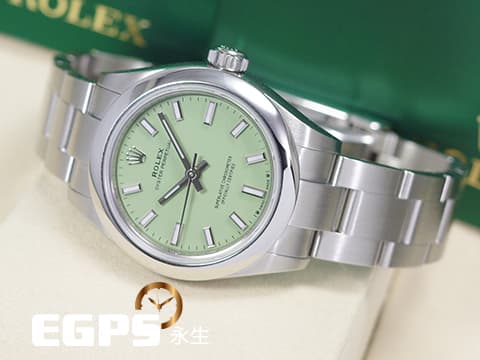 ROLEX 勞力士 Oyster Perpetual 28 經典 蠔式恆動型 276200 最新款 開心果綠色噴漆面盤&nbsp;OP28 不鏽鋼 2025年保卡 自動上鍊 28mm