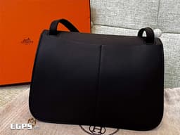 HERMES 愛馬仕 Halzan Mini 22cm 牛皮<font color="#fafa01">金釦</font>手提/斜背兩用包(Noir黑)<font color="#ff0000"> K刻</font>