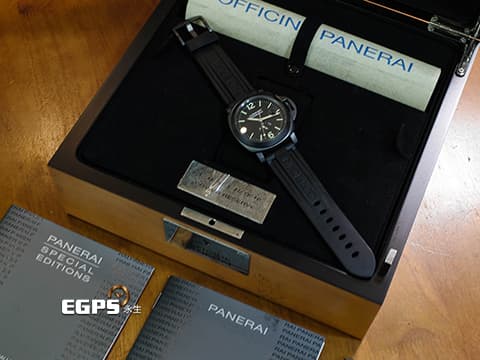 PANERAI 沛納海 LUMINOR PAM028 PAM00028 DLC鍍黑不鏽鋼材質  動能儲存顯示 黑色釘格紋面盤  復刻限量版，全球限量1000只，附限量證書  自動上鍊 44mm